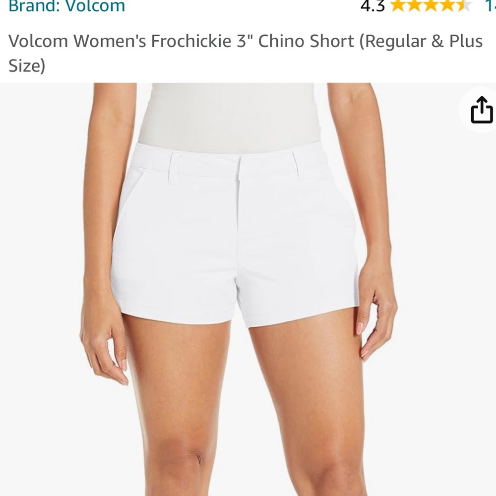 Women’s volcom 3in white chino shorts. Size 27